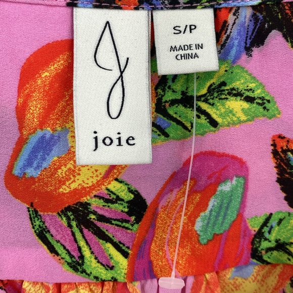 NEW Joie Fruit Print V Neck Top Slightly Cropped Waist Tie Casual Size Small - Picture 5 of 8